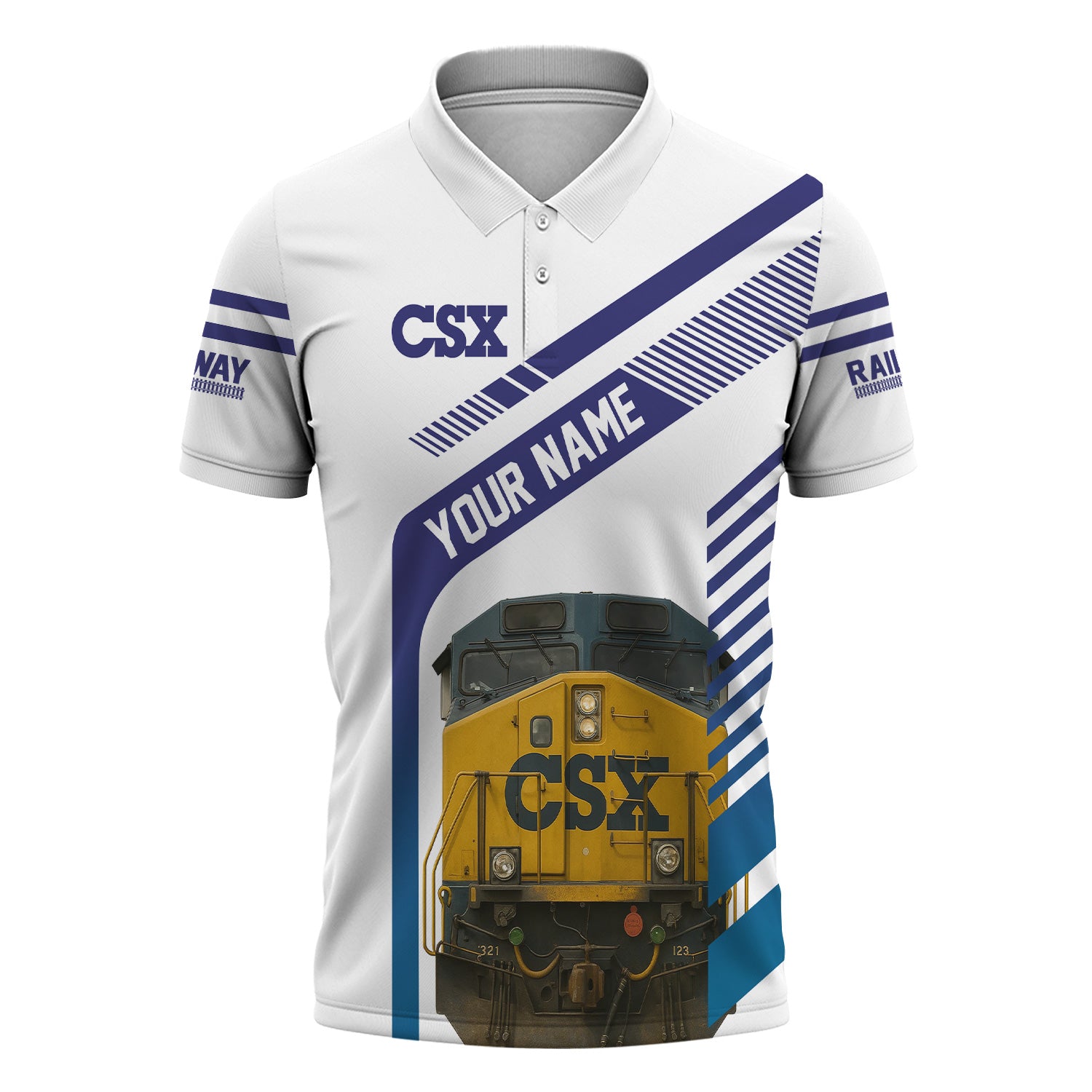 Railspirit Personalized CSX Transportation Railroad Polo Shirt CSX Engine Graphic Shirt