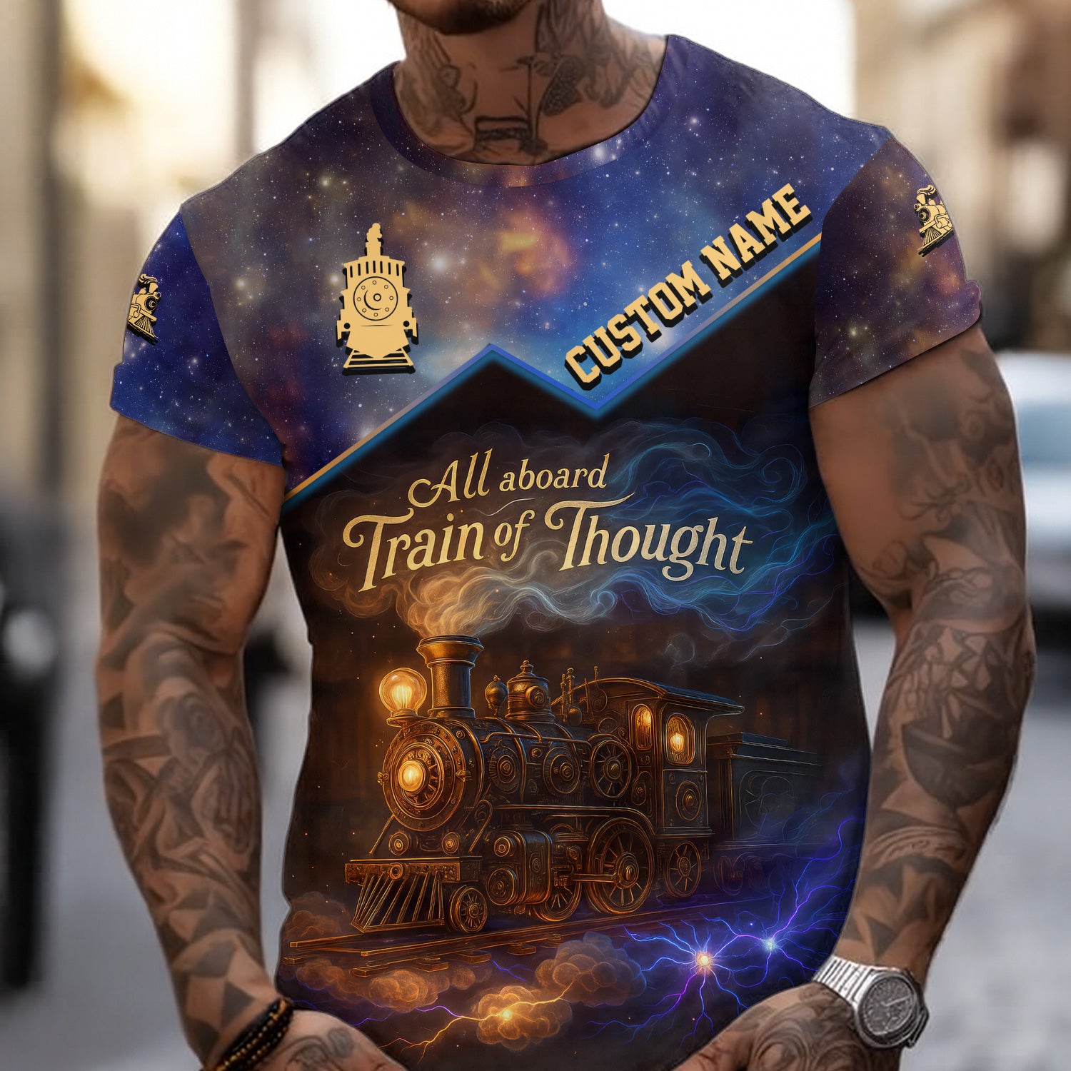 Custom Name Steam Train T-shirt, All Aboard Train Of Thought, Train Lover Gift