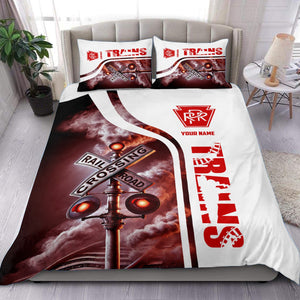Railspirit Personalized Pennsylvania Railroad Bedding Set Railroad Crossing Sign Bedding Set All Over Print