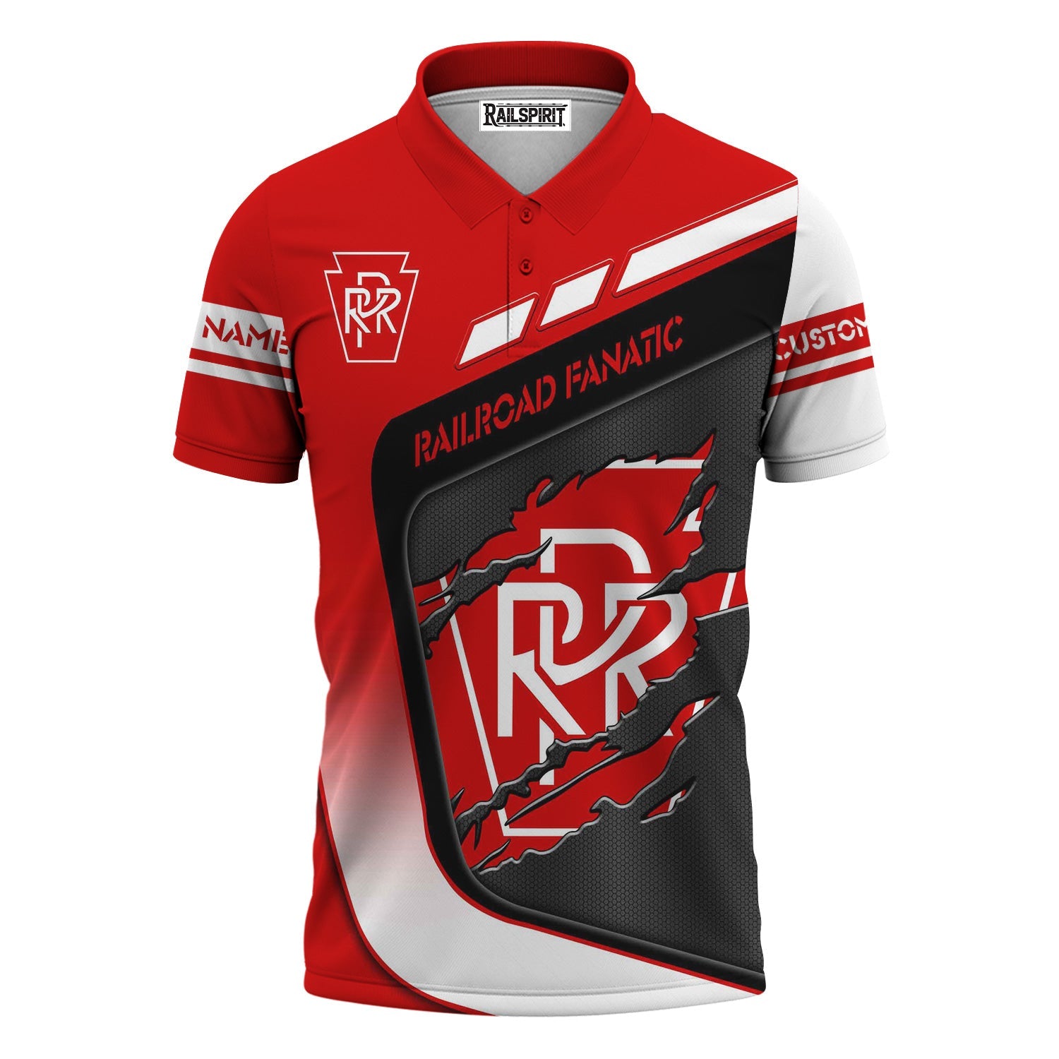 Railspirit Personalized Pennsylvania Railroad Polo Shirt Ripped Texture Style Train Shirt For Railroad Fanatic