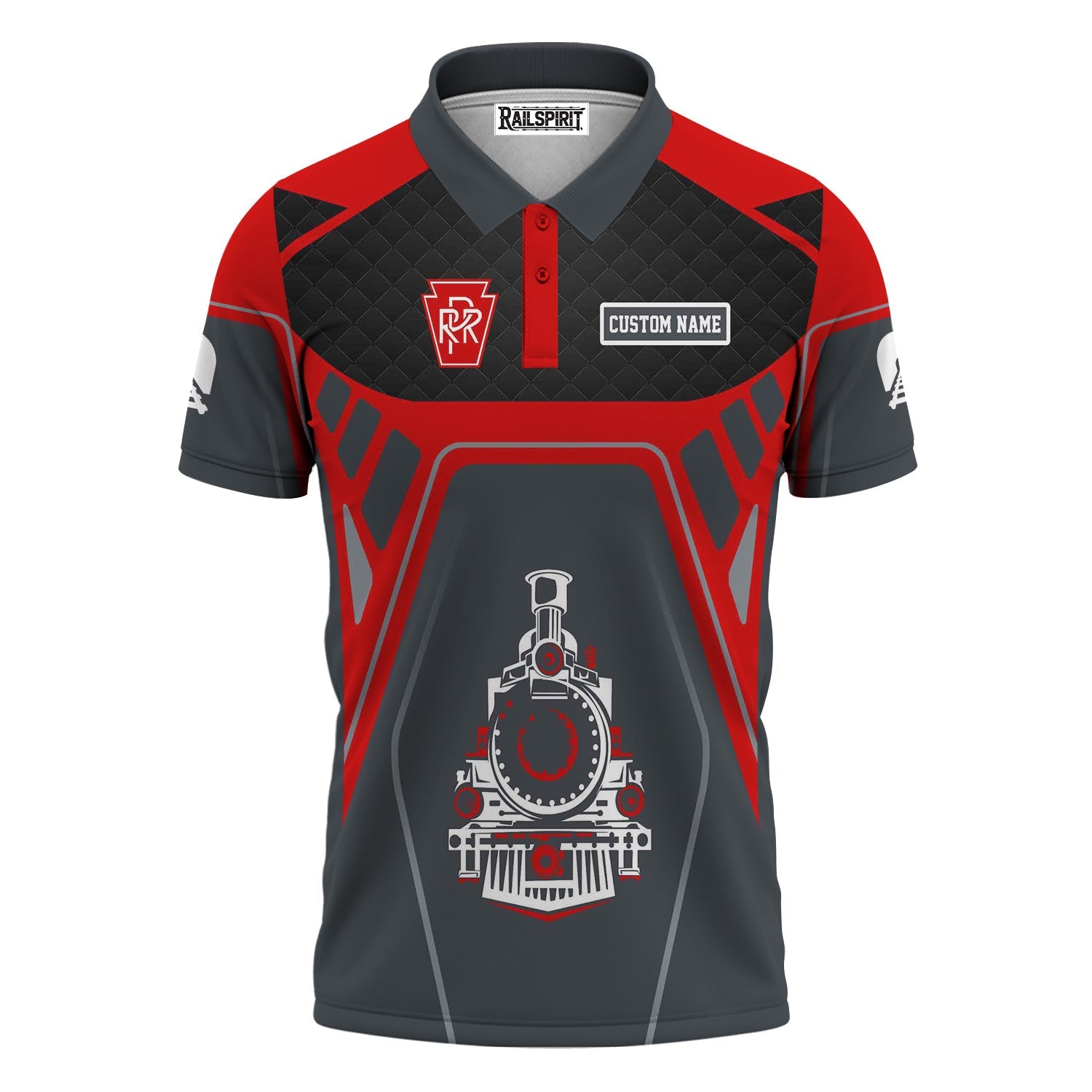 Railspirit Personalized Pennsylvania Railroad Polo Shirt Steam Locomotive Engine Graphic Train Shirt All Over Print