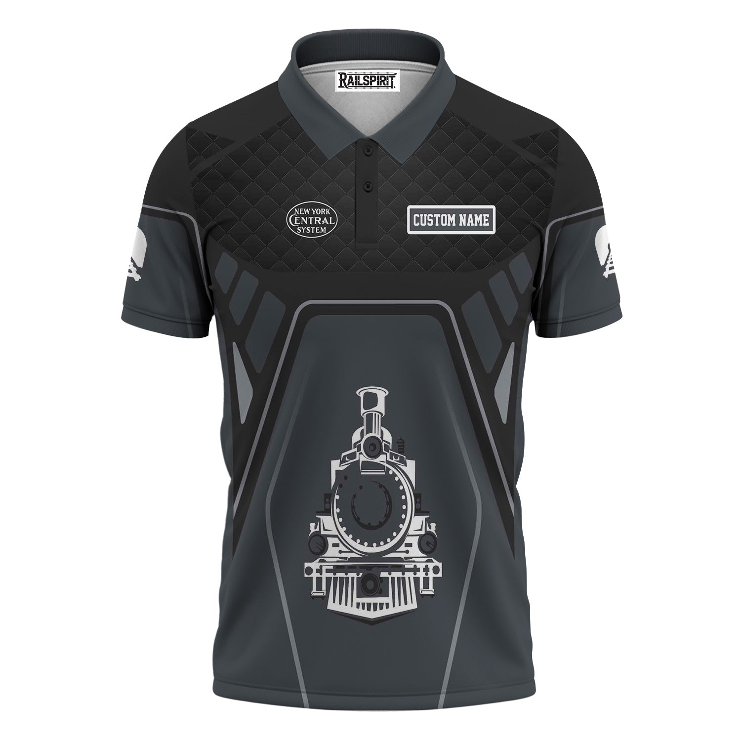 Railspirit Personalized New York Central Railroad Polo Shirt Steam Locomotive Engine Graphic Train Shirt All Over Print