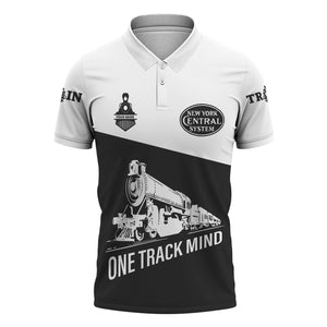 Railspirit Personalized New York Central Railroad Polo Shirt One Track Mind Unisex Train Shirt Gift Idea For Train Lover