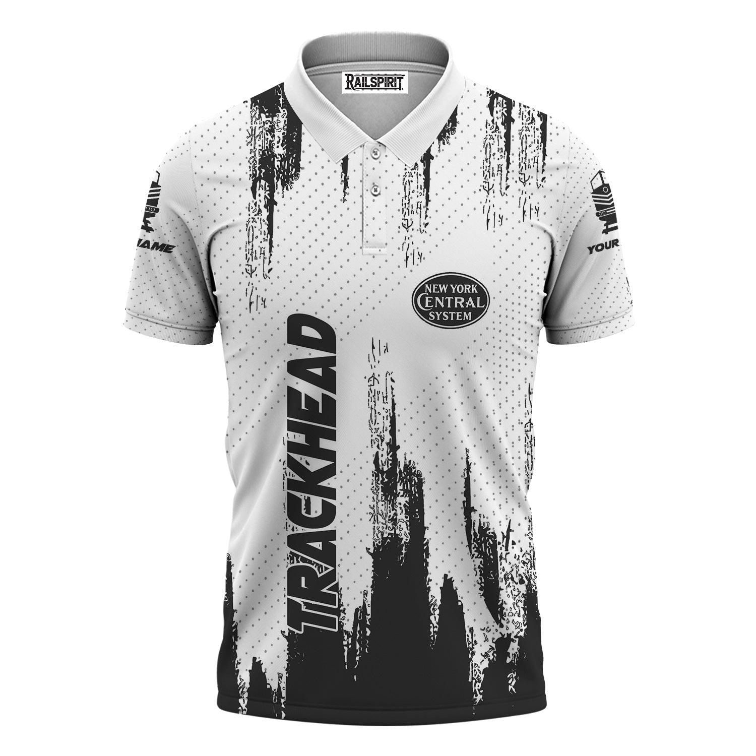 Railspirit Personalized New York Central Railroad Polo Shirt Paint Impact Design Train Shirt for Trackhead