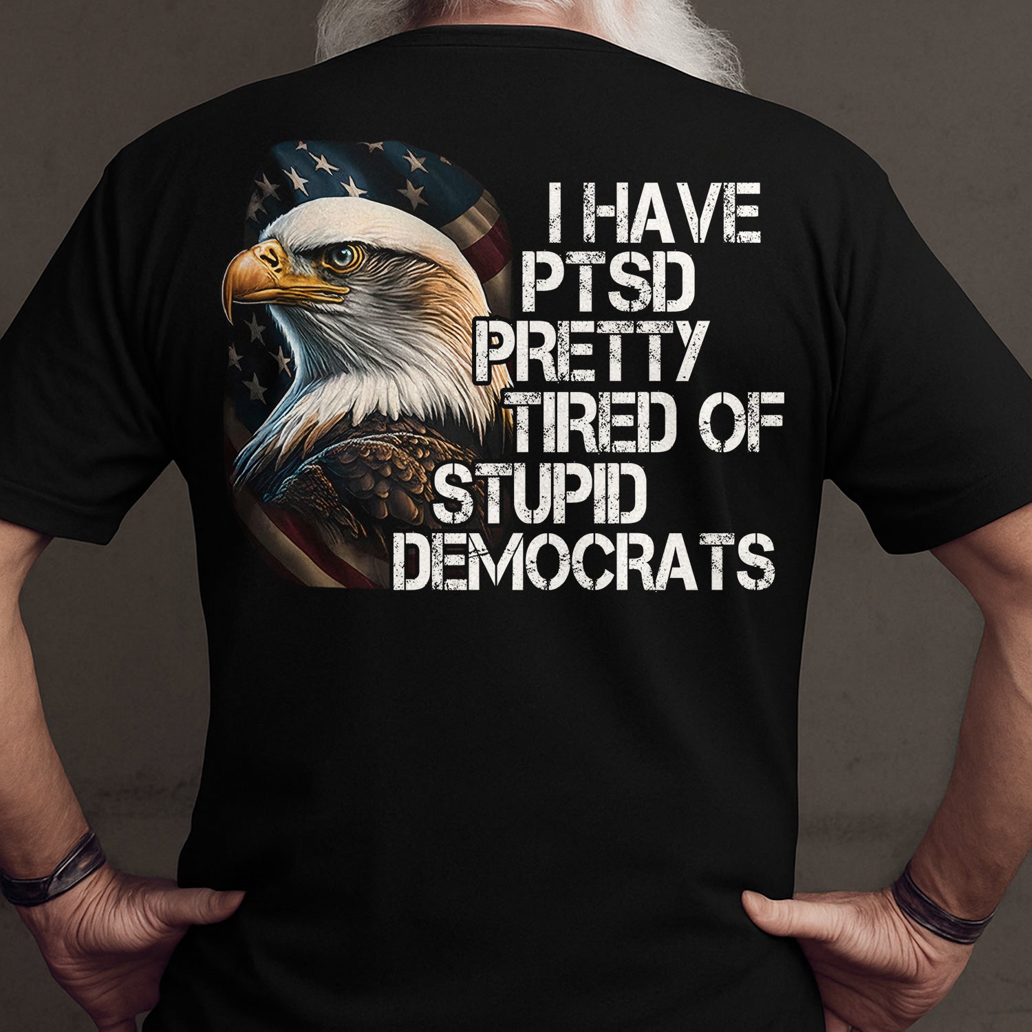Patriotic Bald Eagle T-Shirt, I Have PTSD Pretty Quote Shirt, USA Flag Eagle Graphic Hoodie for American Pride & Freedom Lovers