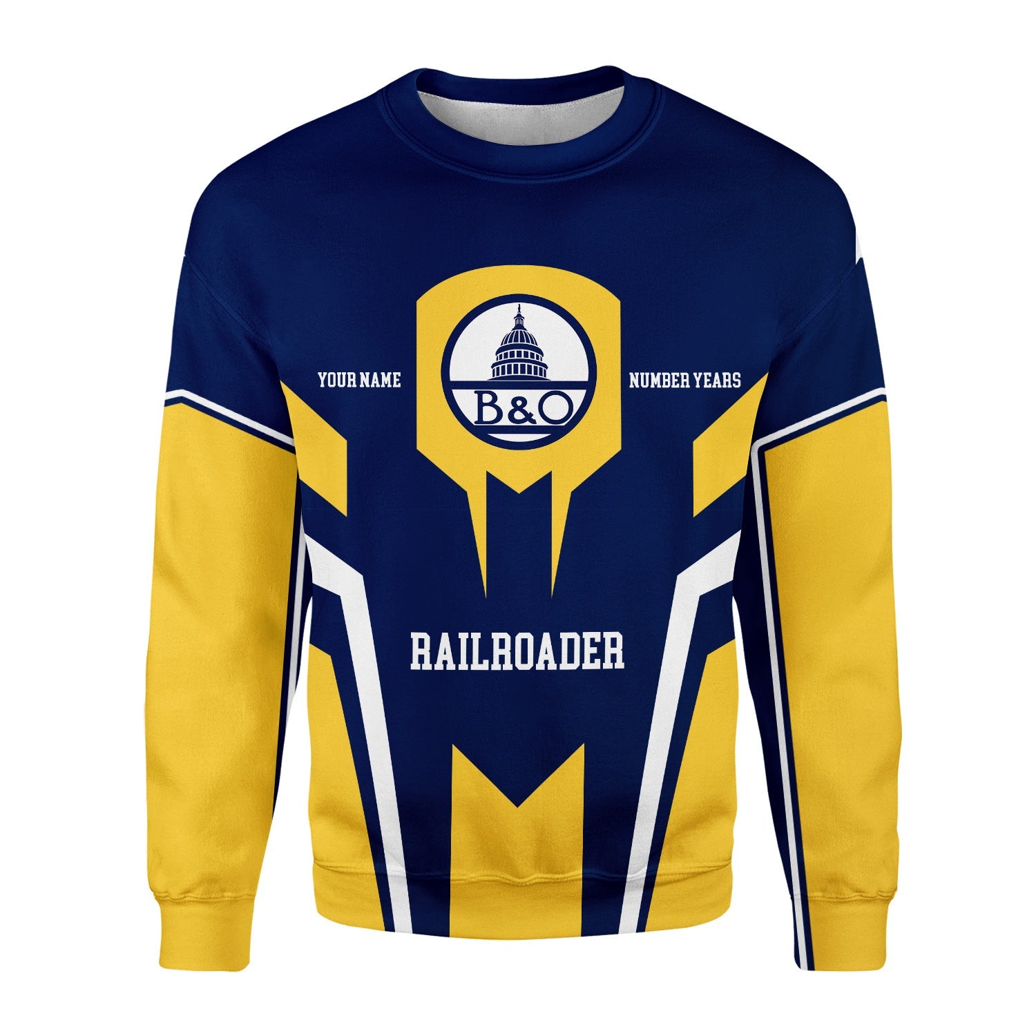 Railspirit Personalized Baltimore and Ohio Railroad Sweatshirt Custom Year Railroader B&O Shirt Gift Idea For Train Lover