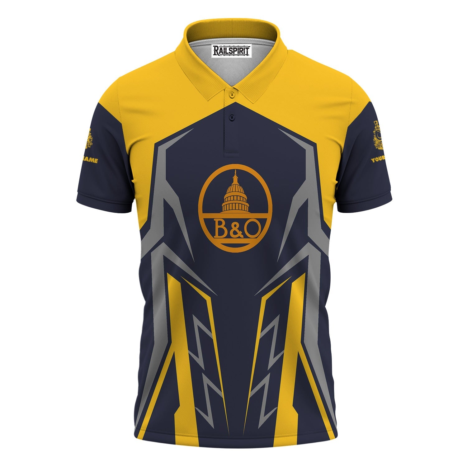 Railspirit Personalized Baltimore and Ohio Railroad Polo Shirt Futuristic Design with Custom Job B&O Train Shirt