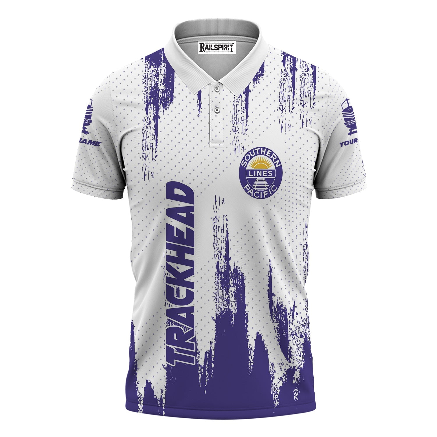 Railspirit Personalized Southern Pacific Railroad Polo Shirt Paint Impact Design Train Shirt for Trackhead