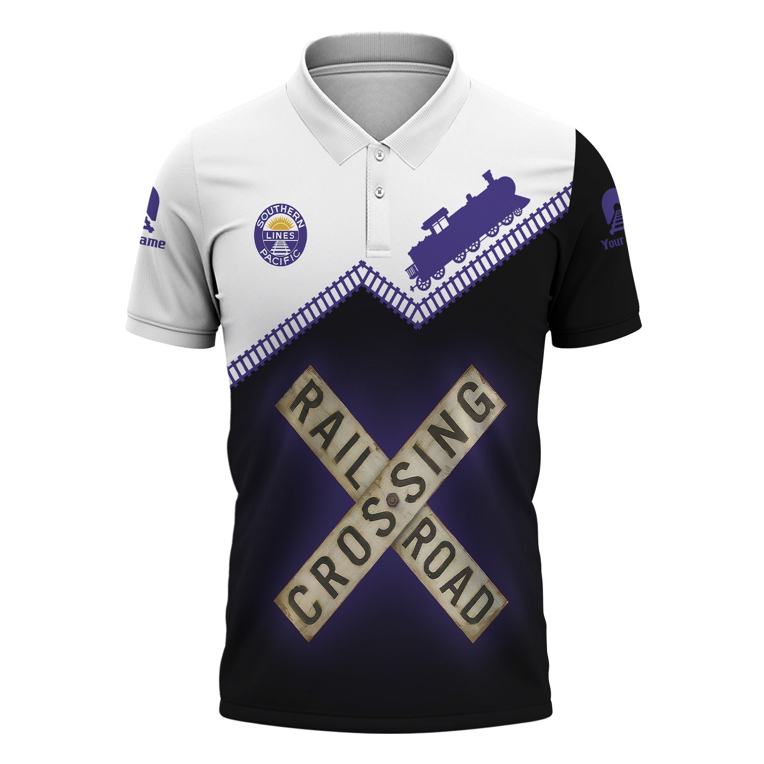 Railspirit Personalized Southern Pacific Railroad Polo Shirt Railroad Crossing Printed Train Track Shirt