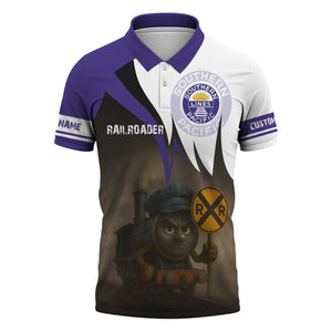 Railspirit Personalized Southern Pacific Railroad Polo Shirt Angry Train Polo Shirt Gift Idea For Train Lover