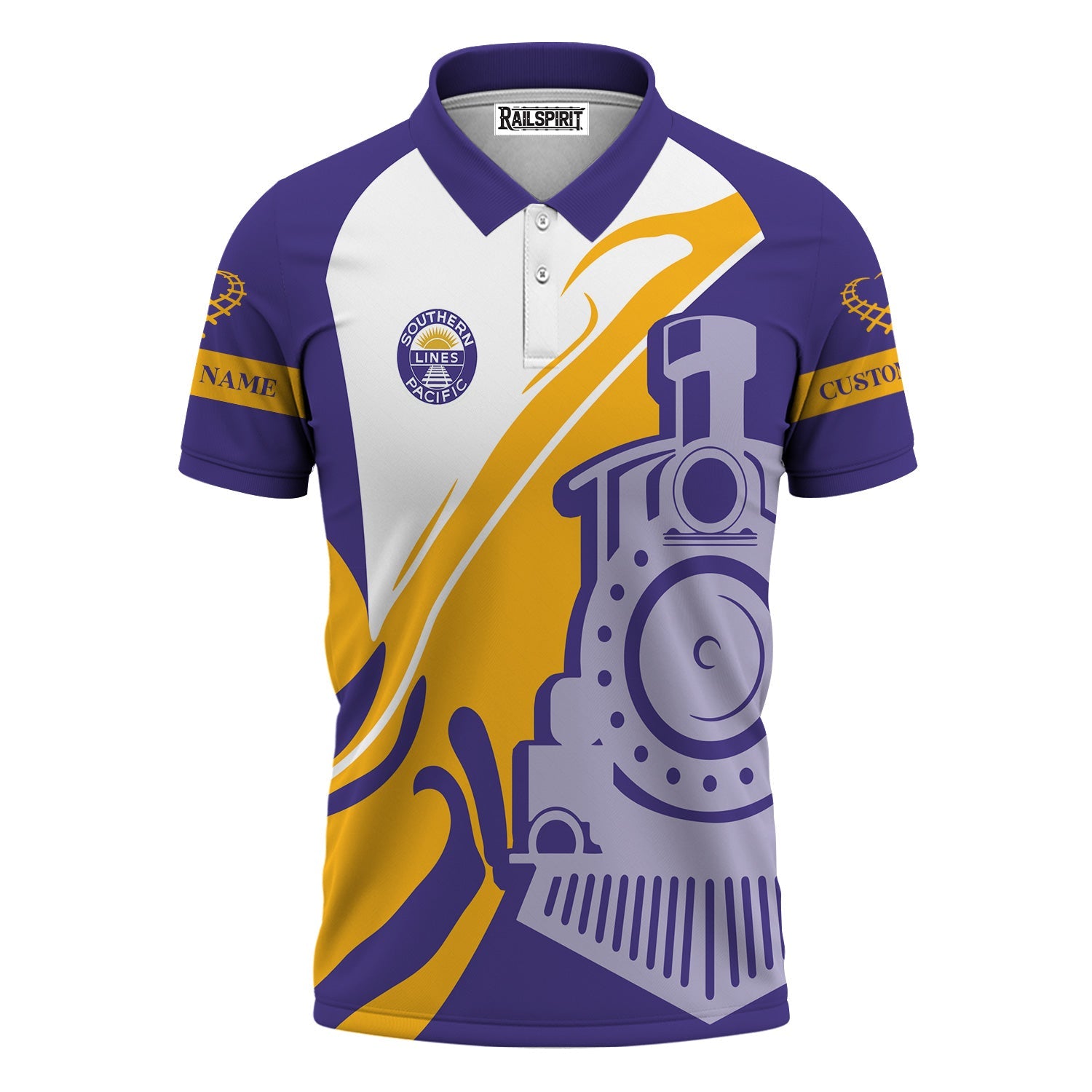 Railspirit Personalized Southern Pacific Railroad Polo Shirt Flame-Inspired Style Shirt Gift Idea For Train Lovers