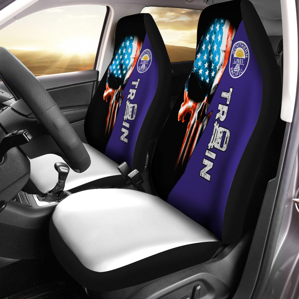 Railspirit Southern Pacific Railroad Car Seat Cover Train Skull American Flag Style Seat Cover