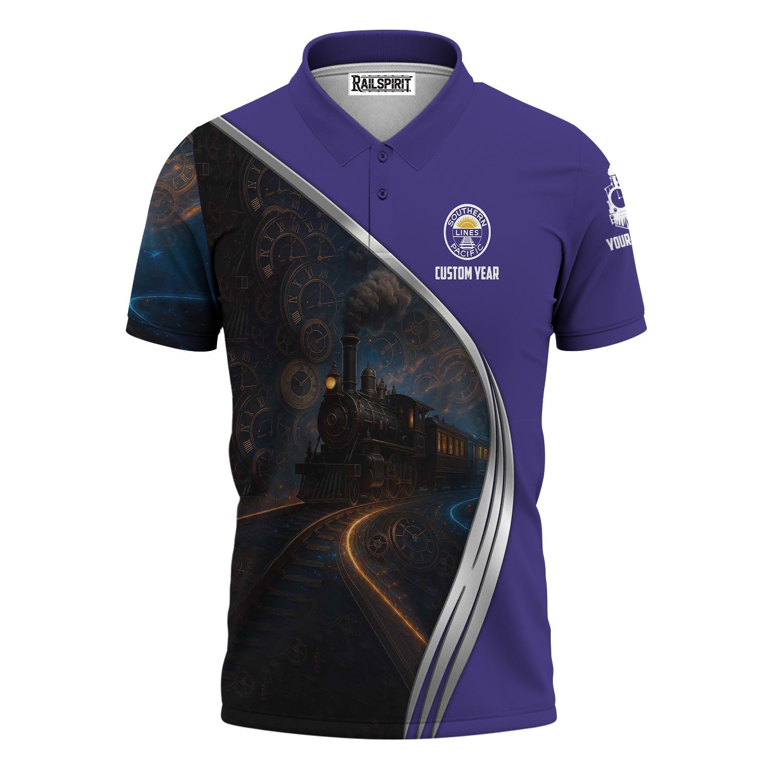 Railspirit Personalized Southern Pacific Railroad Polo Shirt Steampunk Locomotive with Custom Year Train Shirt