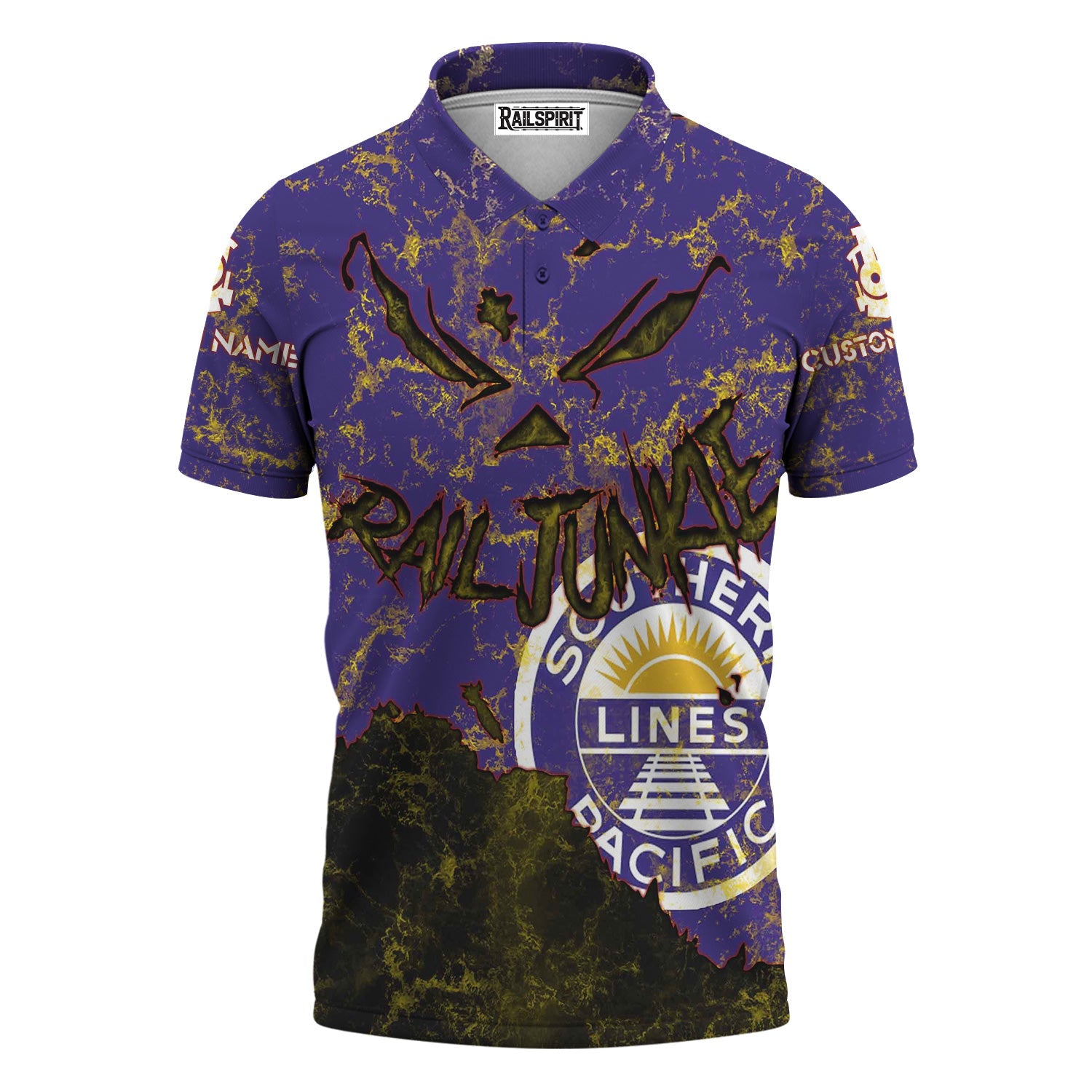 Railspirit Personalized Southern Pacific Railroad Polo Shirt Torn Graphic Style Train Shirt For Rail Junkie