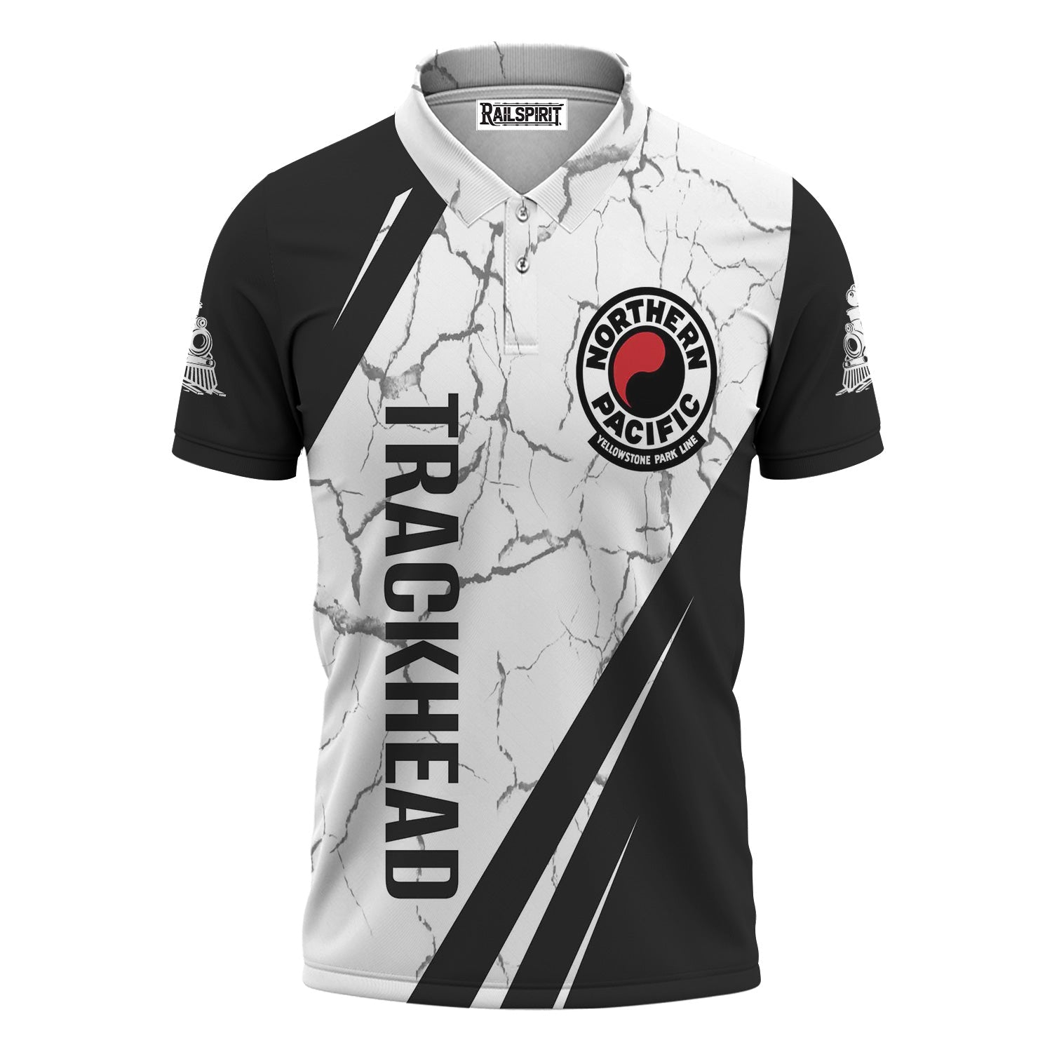 Railspirit Personalized Northern Pacific Railway Polo Shirt Crackle Texture Style Train Shirt For Trackhead