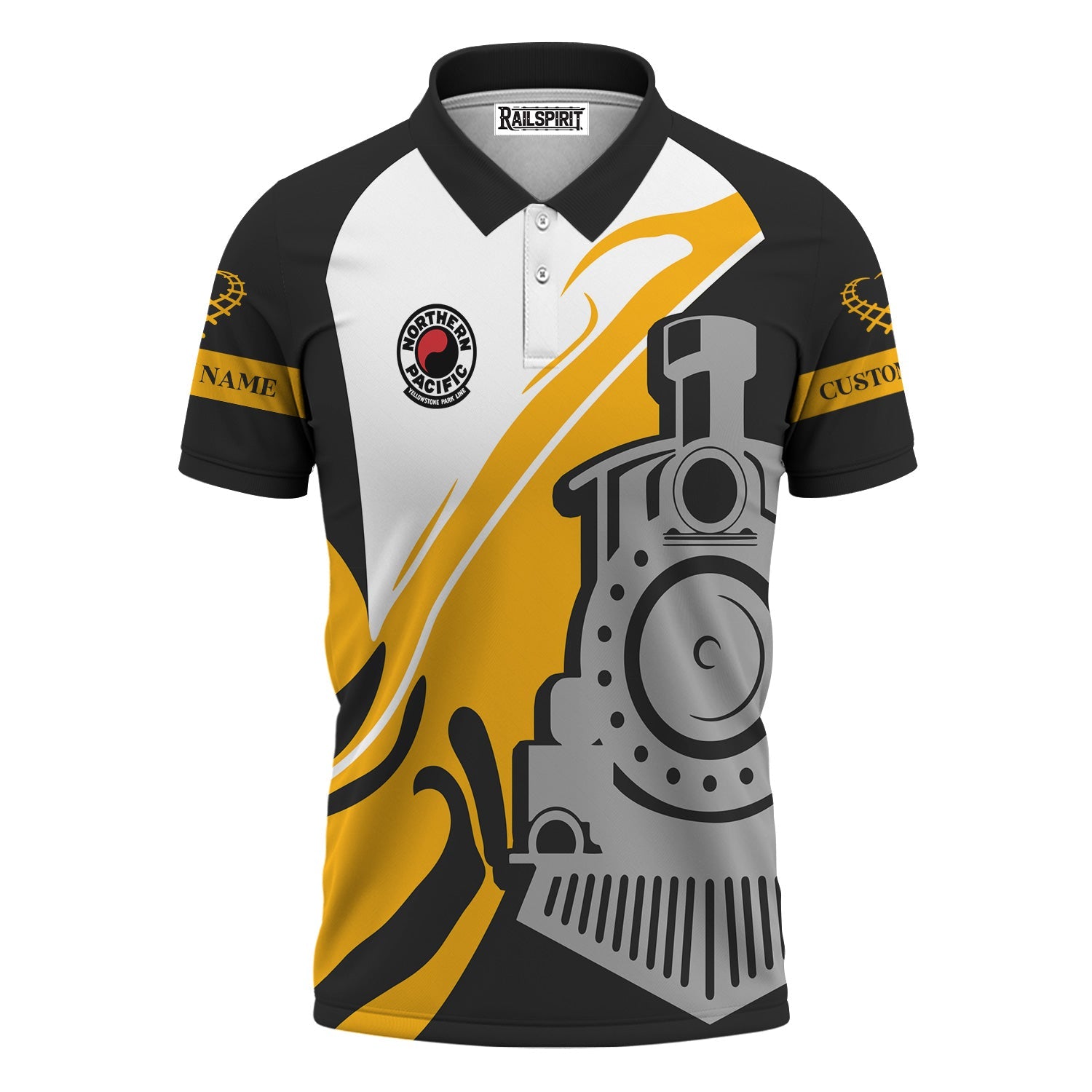 Railspirit Personalized Northern Pacific Railway Polo Shirt Flame-Inspired Style Shirt Gift Idea For Train Lovers