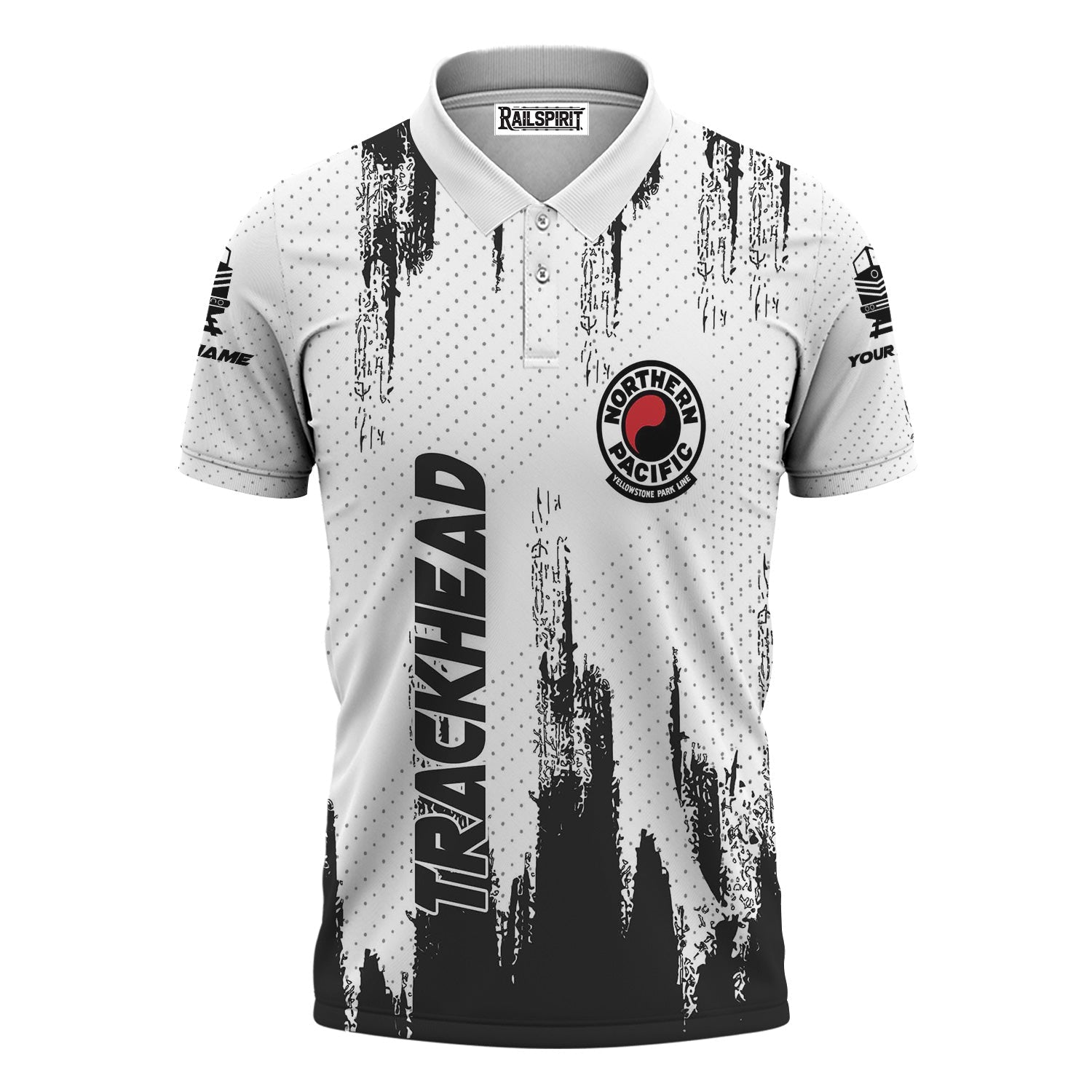 Railspirit Personalized Northern Pacific Railway Polo Shirt Paint Impact Design Train Shirt for Trackhead