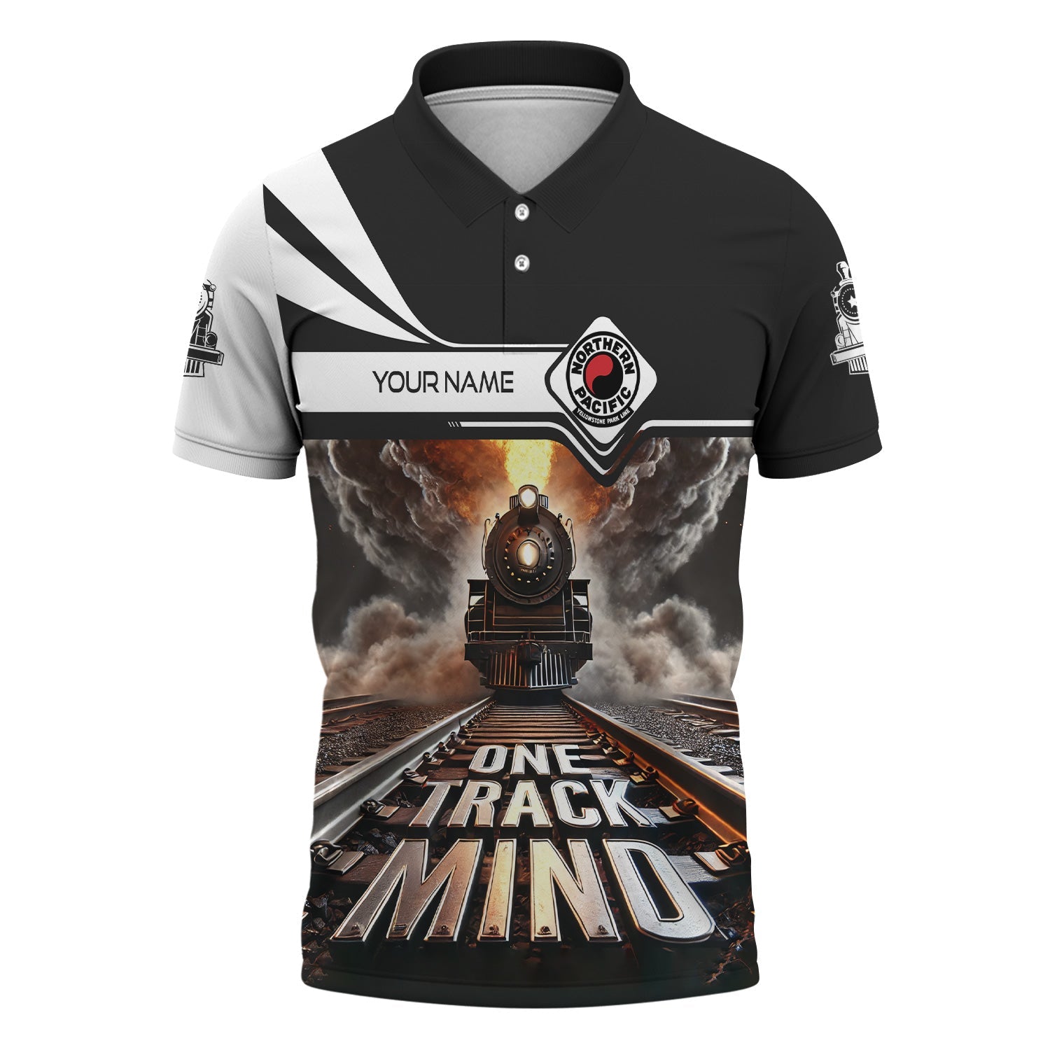 Railspirit Personalized Northern Pacific Railway Polo Shirt One Track Mind Train Printed Shirt