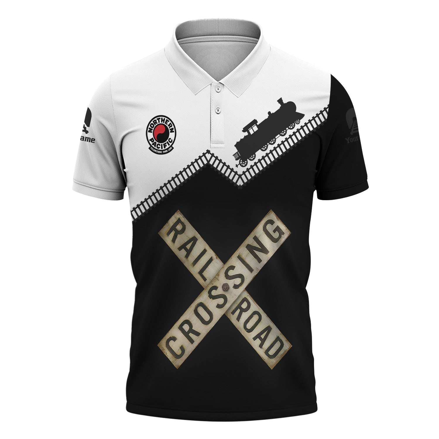 Railspirit Personalized Northern Pacific Railway Polo Shirt Railroad Crossing Printed Train Track Shirt