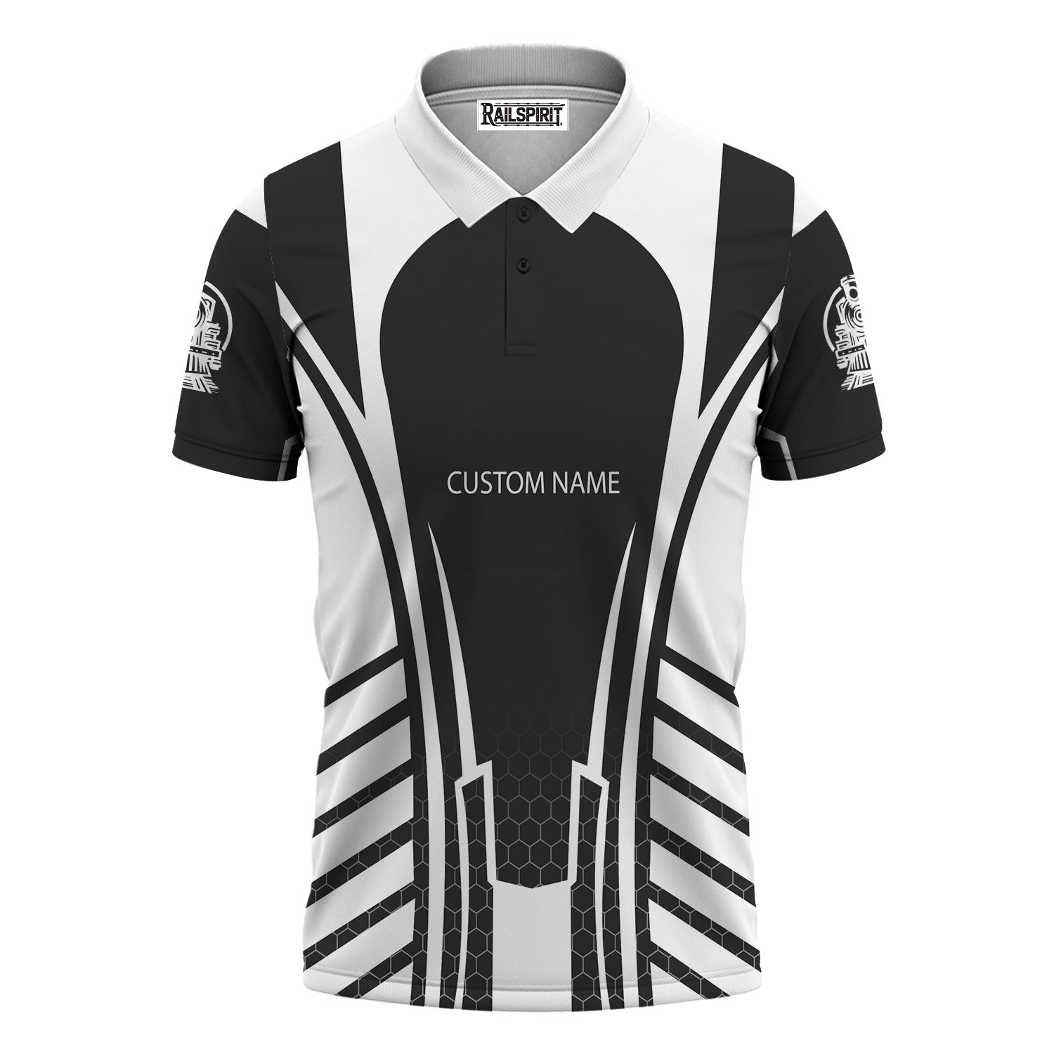 Railspirit Personalized Northern Pacific Railway Polo Shirt Striped Railroad Style Train Shirt All Over Print