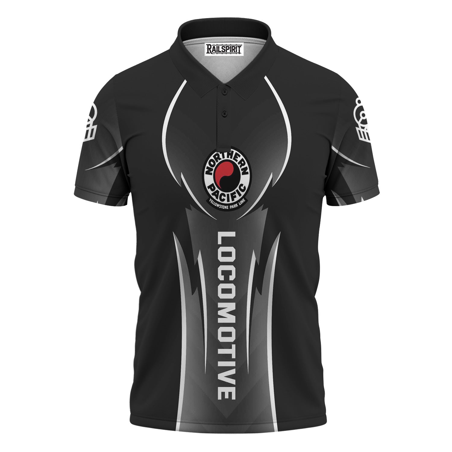 Railspirit Personalized Northern Pacific Railway Polo Shirt Striking Line Style Train Shirt For Locomotive Lovers
