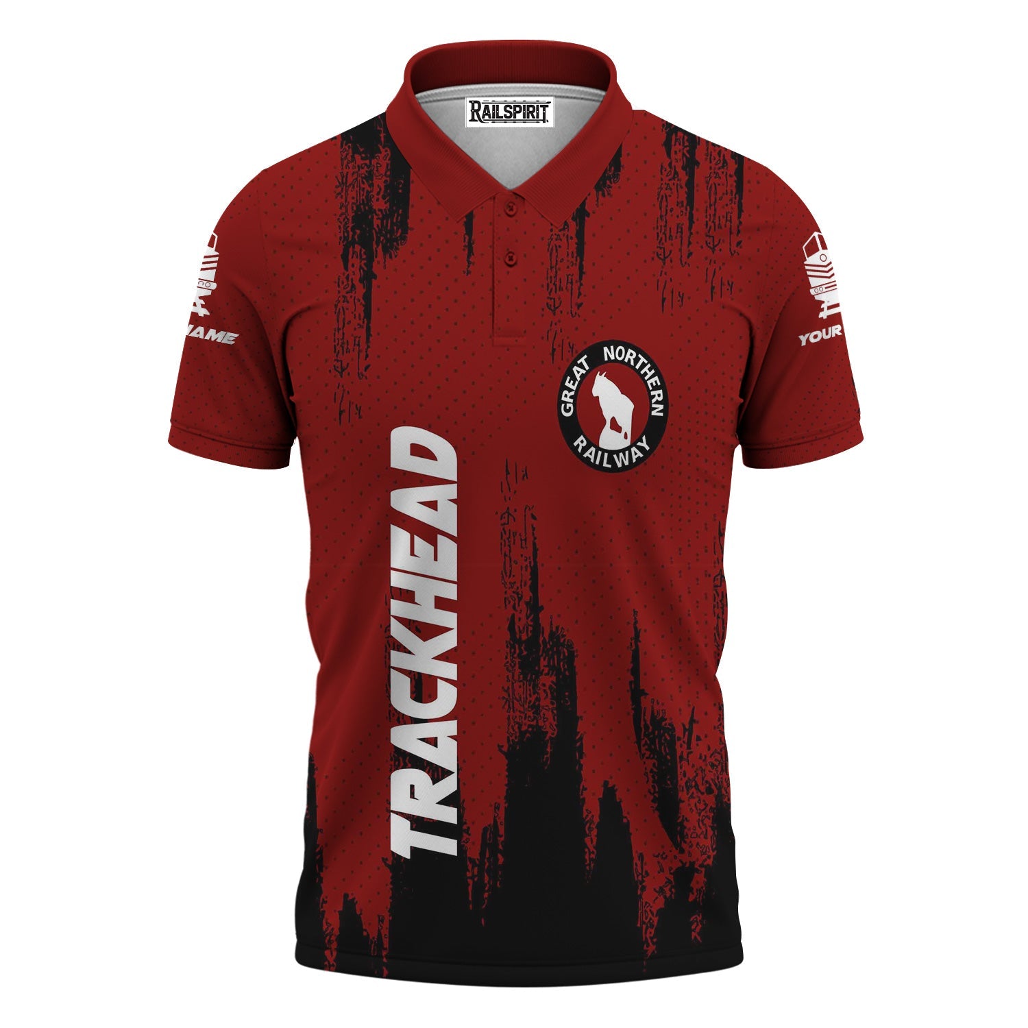Railspirit Personalized Great Northern Railway Polo Shirt Paint Impact Design GNR Train Shirt for Trackhead