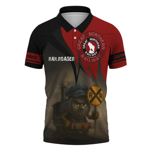 Railspirit Personalized Great Northern Railway Polo Shirt Angry Train GNR Polo Shirt Gift Idea For Train Lover