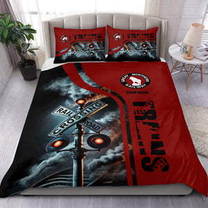 Railspirit Personalized Great Northern Railway Bedding Set Railroad Crossing Sign GNR Bedding Set All Over Print
