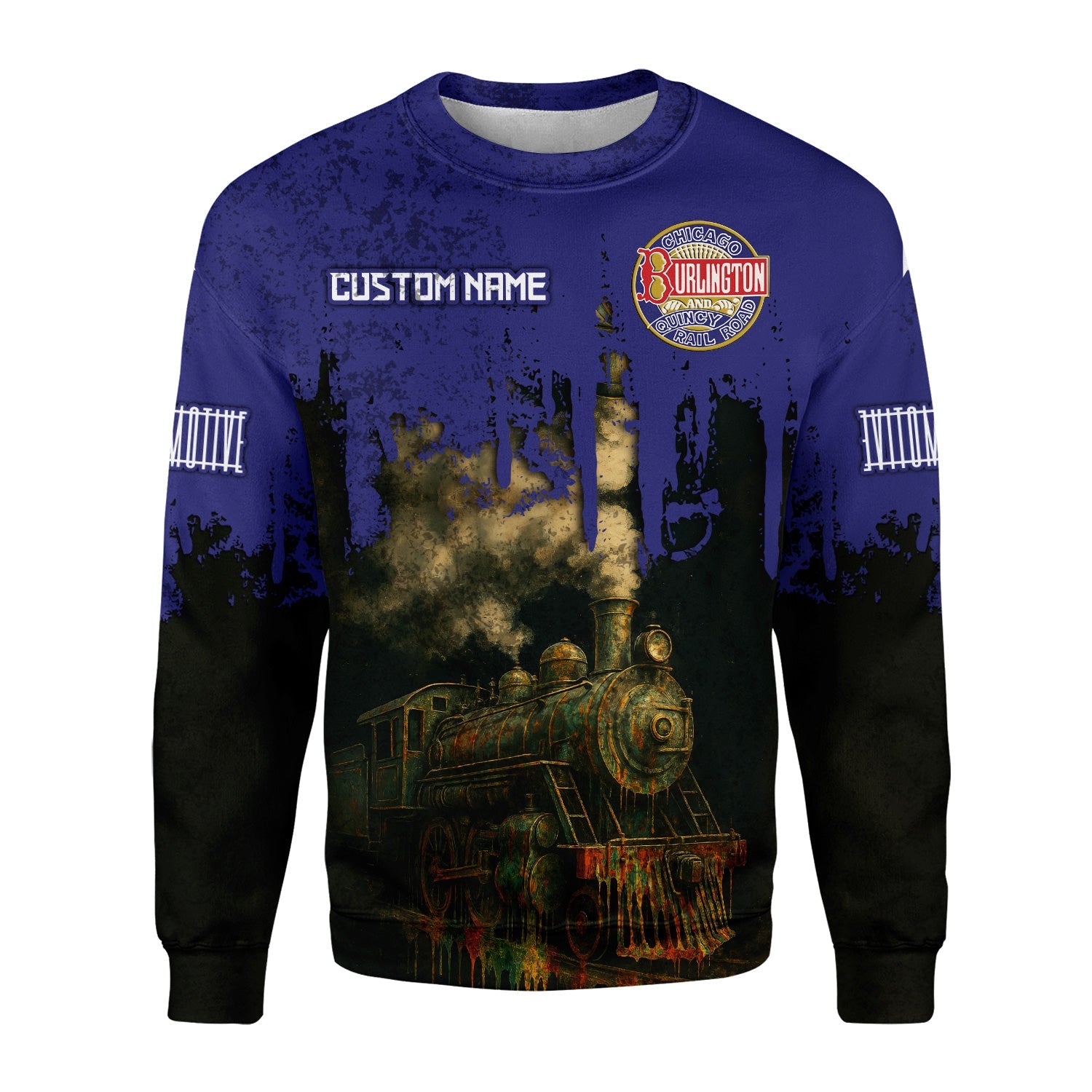 Railspirit Personalized Chicago, Burlington and Quincy Railroad Sweatshirt Vintage Train Art Style Shirt For Locomotive Fans