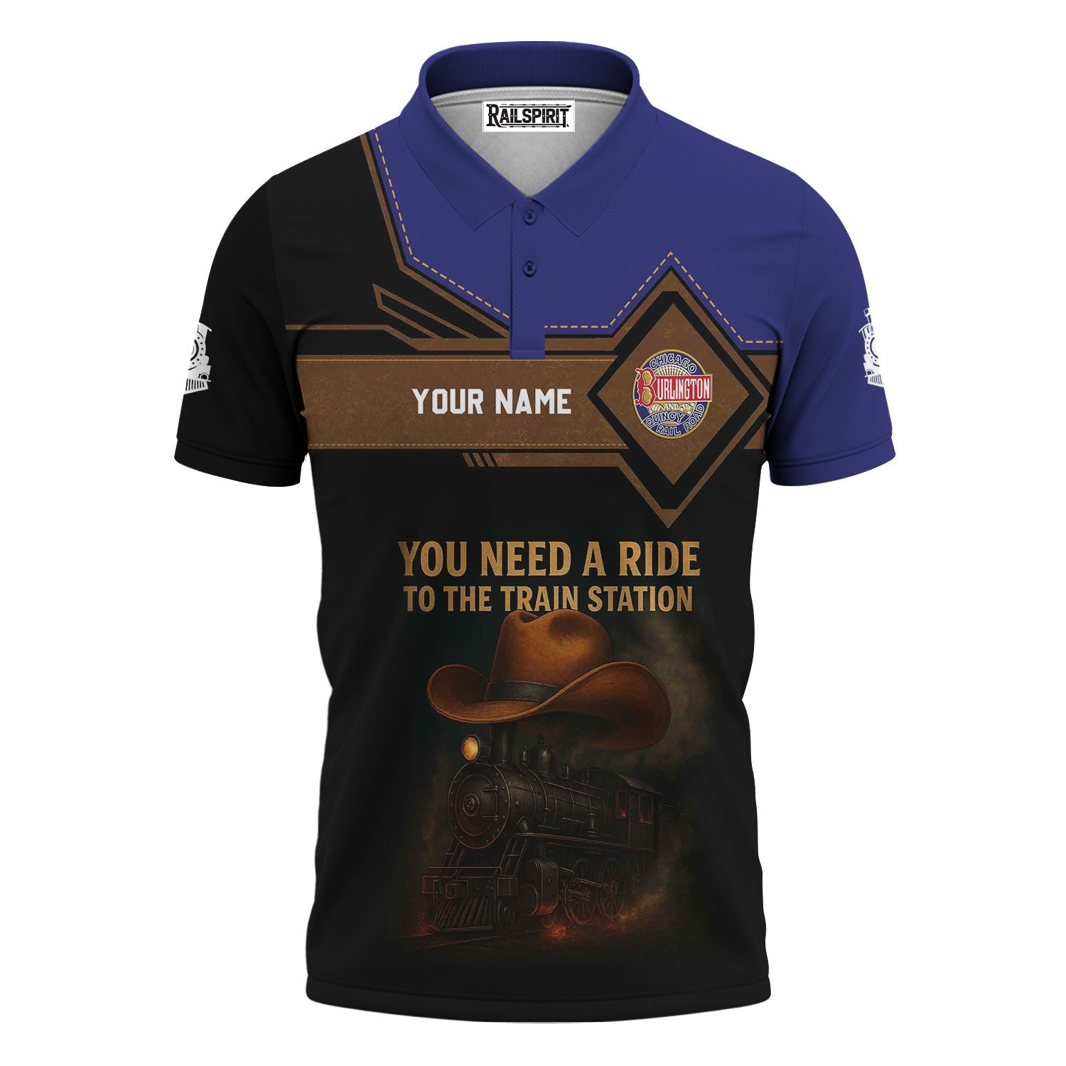 Railspirit Personalized Chicago, Burlington and Quincy Railroad Polo Shirt You Need A Ride To The Train Station Shirt For Train Lovers