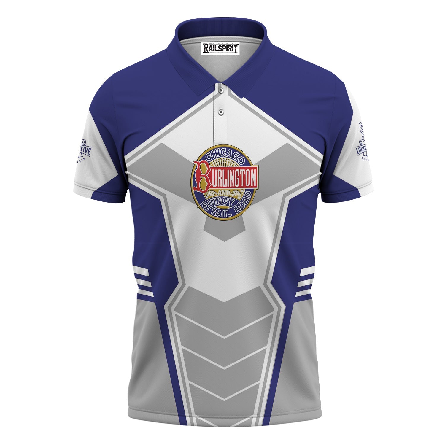 Railspirit Personalized Chicago, Burlington and Quincy Railroad Polo Shirt Engine-Inspired Style Train Shirt for Railroad Fanatic