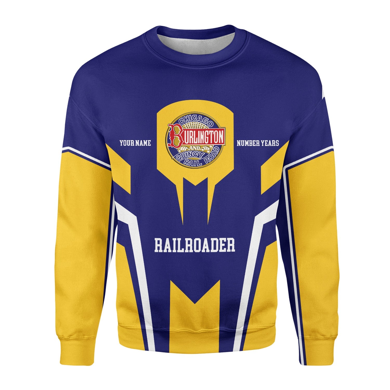 Railspirit Personalized Chicago, Burlington and Quincy Railroad Sweatshirt Custom Year Railroader Shirt Gift Idea For Train Lover