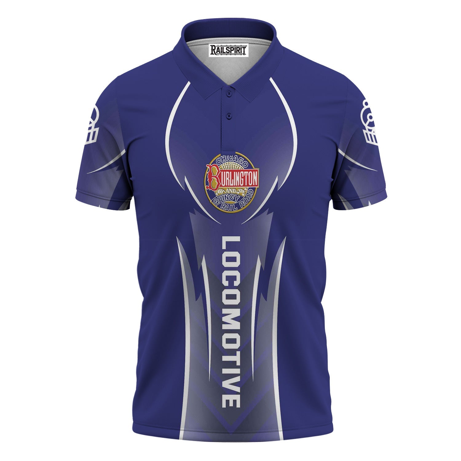 Railspirit Personalized Chicago, Burlington and Quincy Railroad Polo Shirt Striking Line Style Train Shirt For Locomotive Lovers