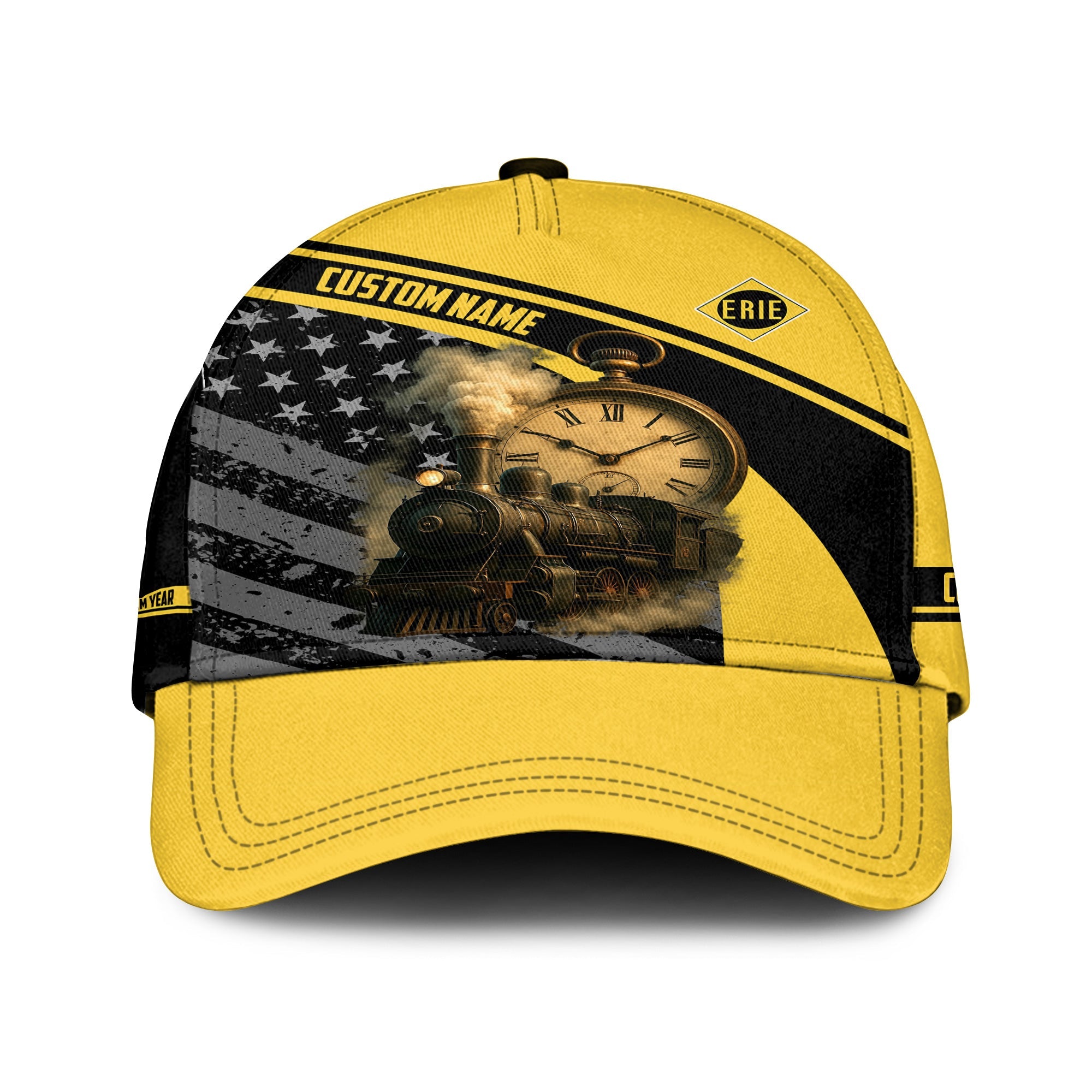 Railspirit Personalized Erie Railroad Classic Cap Classic Steam Engine With Retro Pocket Watch Cap All Over Print