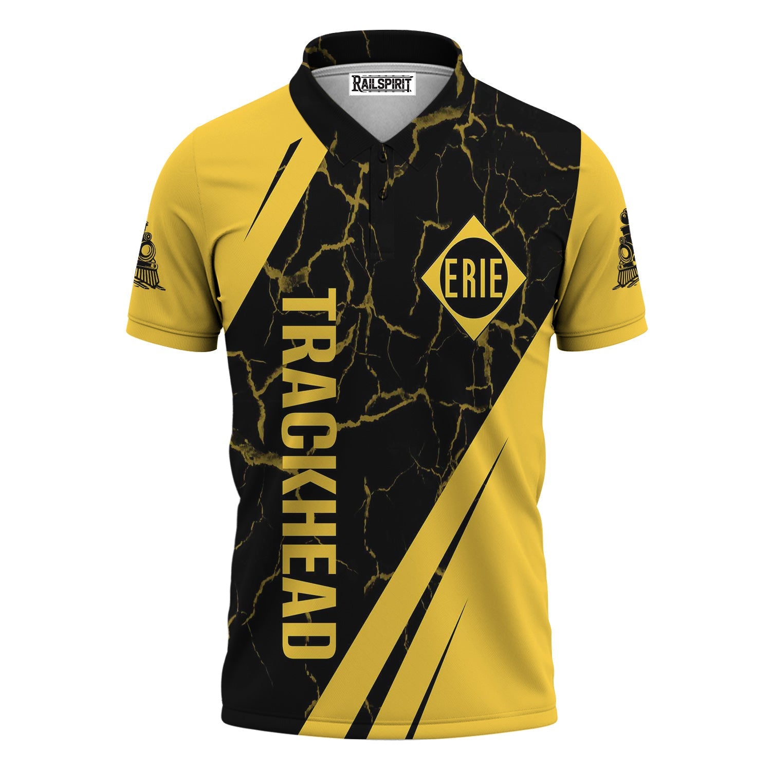 Railspirit Personalized Erie Railroad Polo Shirt Crackle Texture Style Train Shirt For Trackhead
