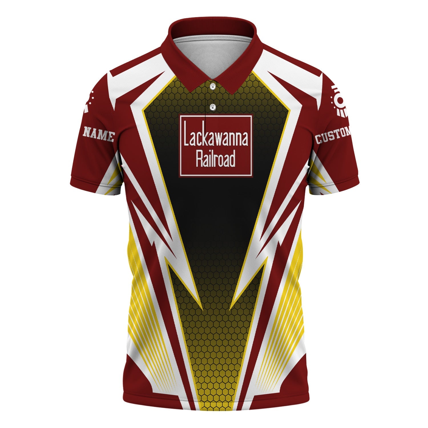 Railspirit Personalized Delaware, Lackawanna and Western Railroad Polo Shirt Lightning Graphic Style DL&W Shirt Gift Idea For Train Lover