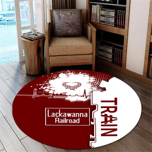 Railspirit Delaware, Lackawanna and Western Railroad Round Mat Engine Heartbeat and Track Love Style DL&W Mat Gift Idea For Train Lovers
