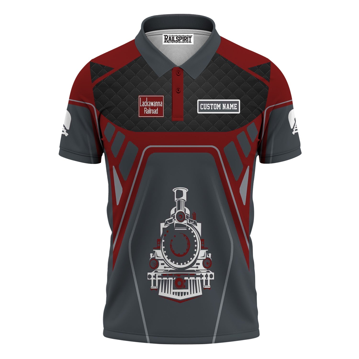 Railspirit Personalized Delaware, Lackawanna and Western Railroad Polo Shirt Steam Locomotive Engine Graphic DL&W Train Shirt All Over Print