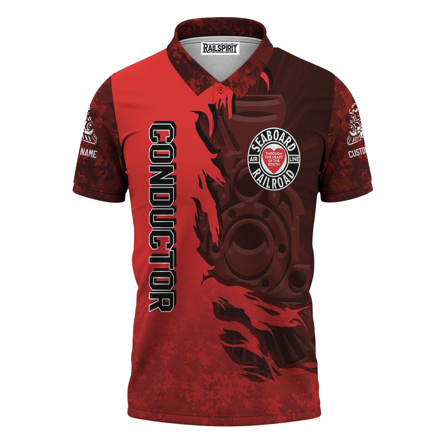 Railspirit Personalized Seaboard Air Line Railroad Polo Shirt Blazing Style with Custom Position Train Shirt