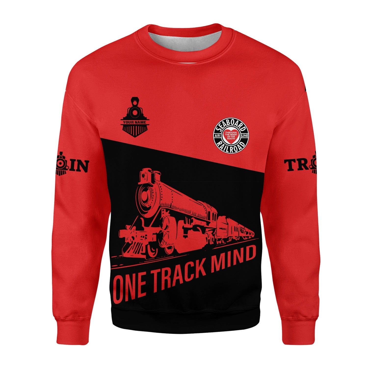 Railspirit Personalized Seaboard Air Line Railroad Sweatshirt One Track Mind Train Sweater Gift Idea For Train Lover
