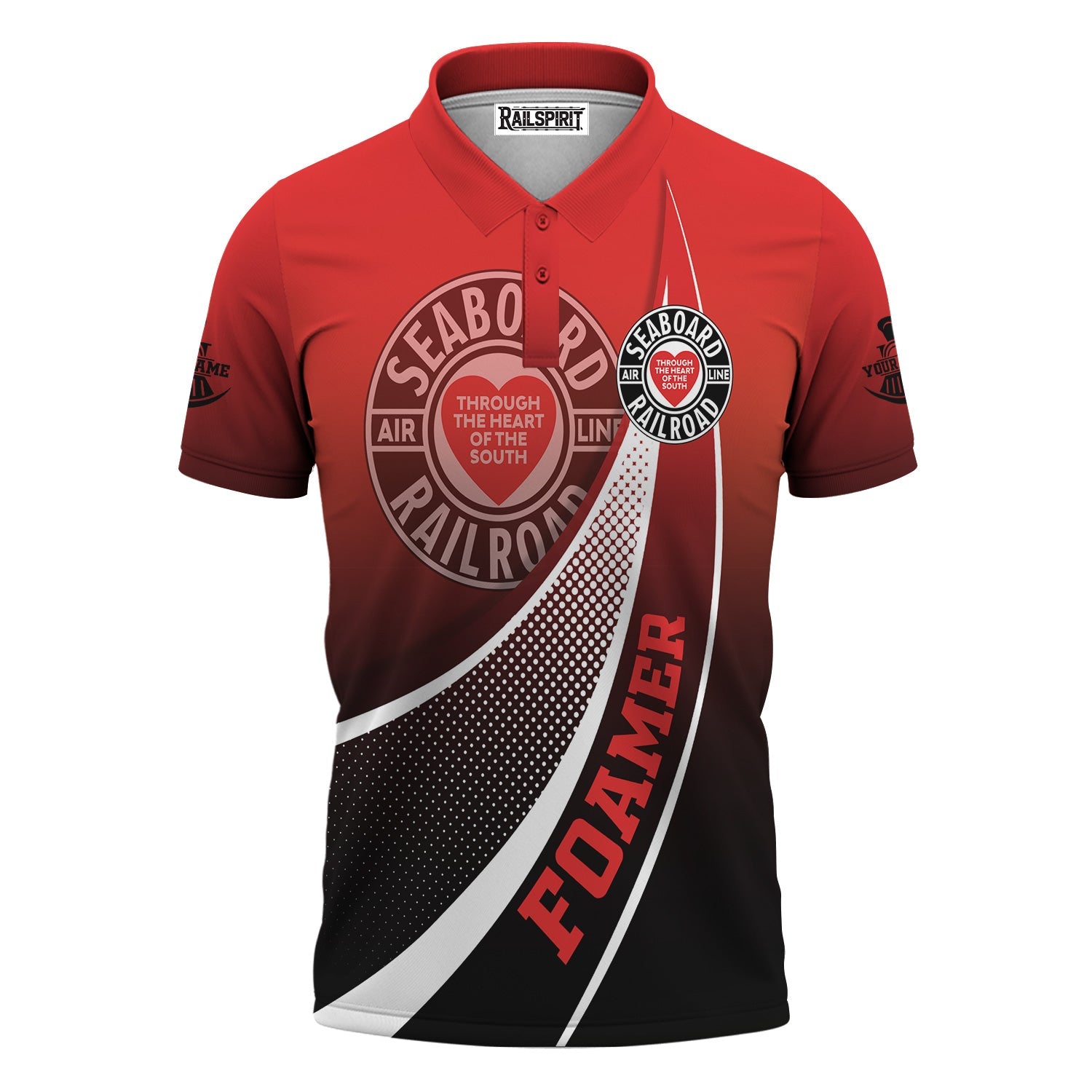 Railspirit Personalized Seaboard Air Line Railroad Polo Shirt Railway-Themed Style Shirt Gift Idea For Trainspotter