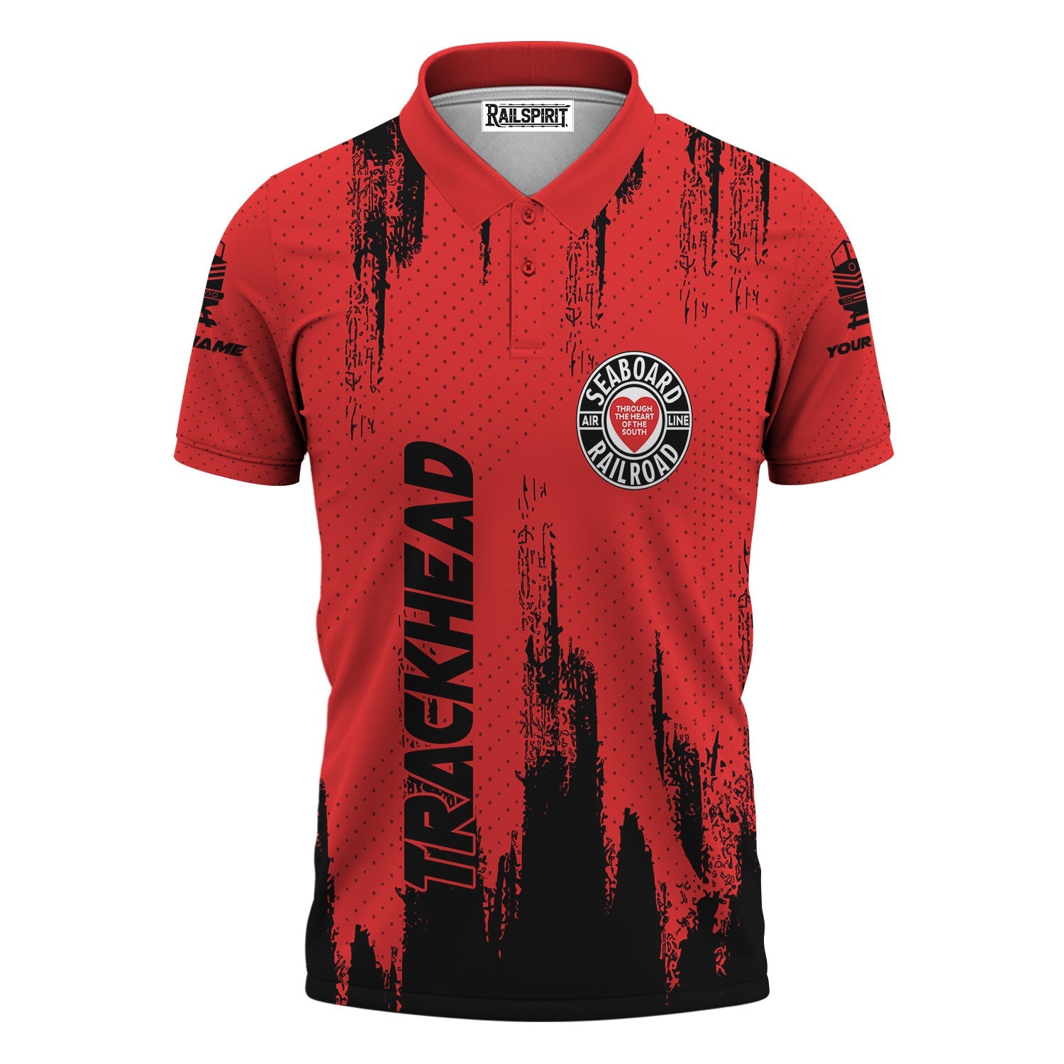 Railspirit Personalized Seaboard Air Line Railroad Polo Shirt Paint Impact Design Train Shirt for Trackhead