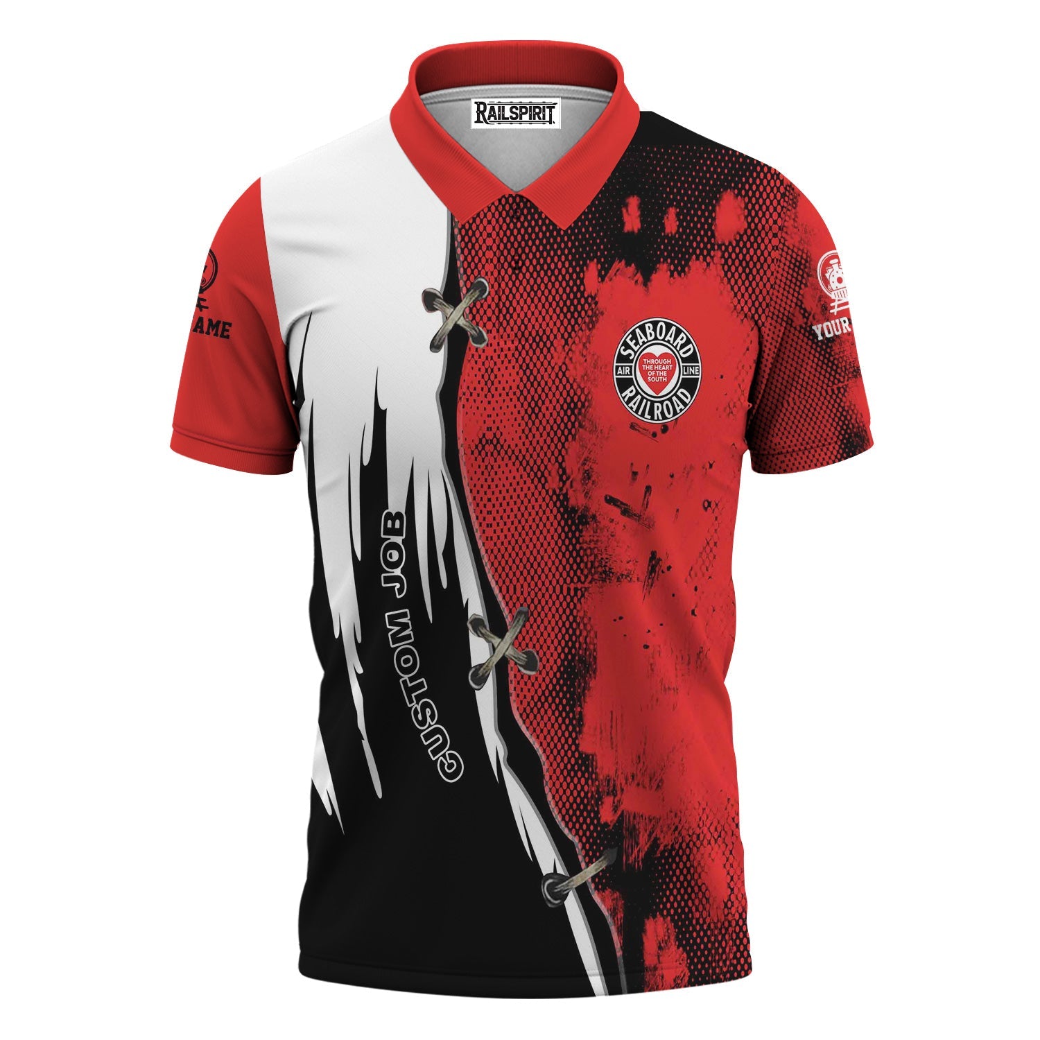 Railspirit Personalized Seaboard Air Line Railroad Polo Shirt Retro Stitches Design with Custom Position Train Shirt