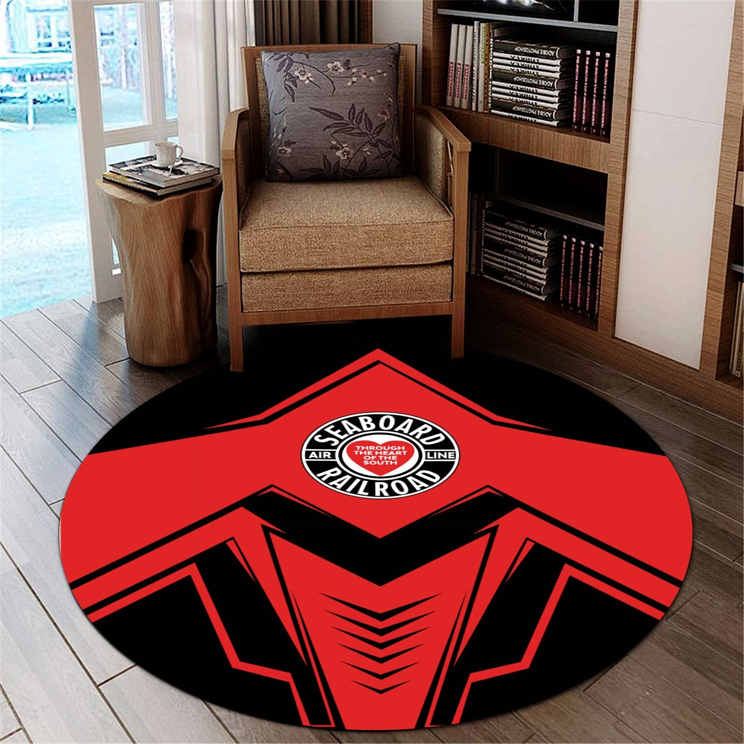 Railspirit Seaboard Air Line Railroad Round Mat Railway Trainspotter Style Mat Gift Idea For Foamers