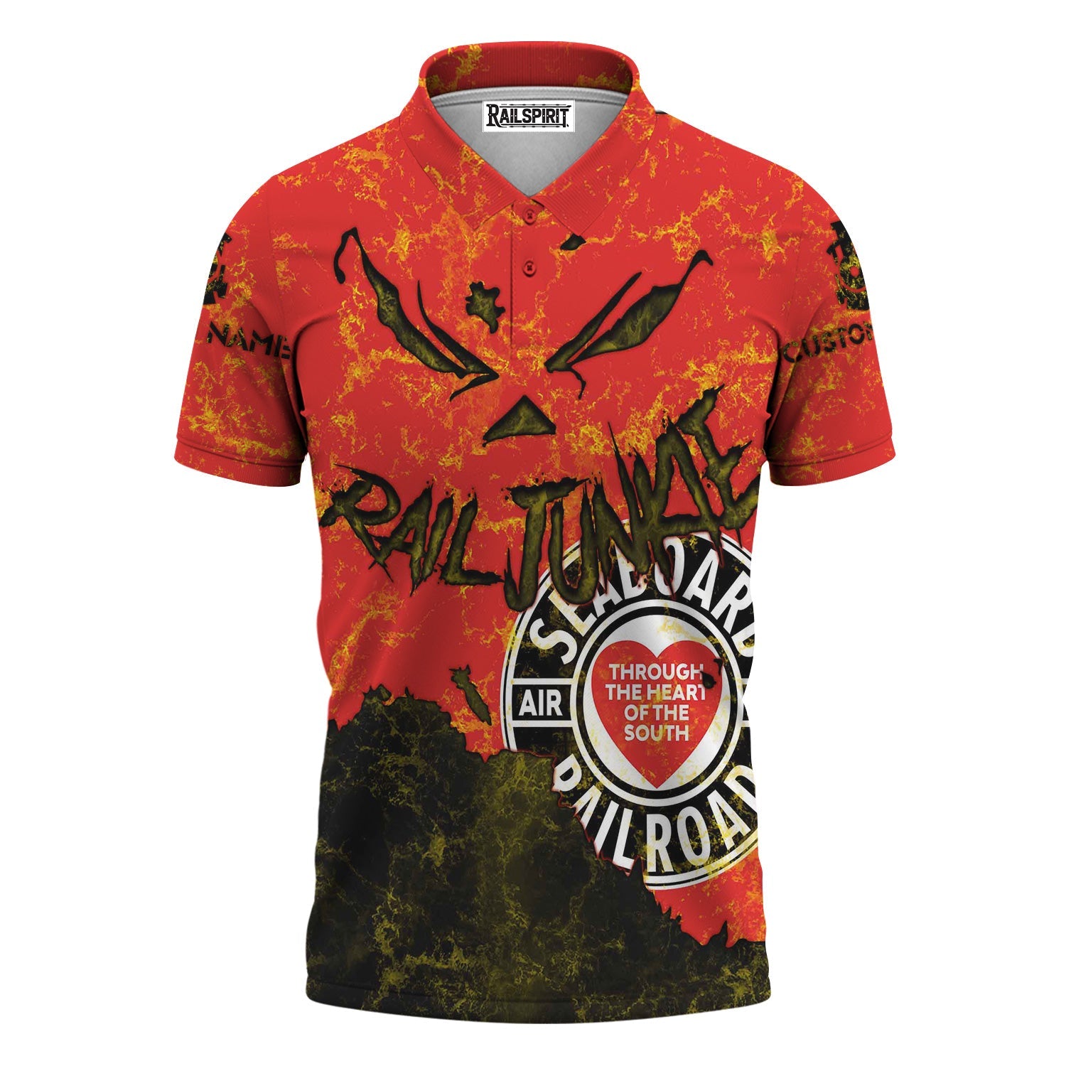 Railspirit Personalized Seaboard Air Line Railroad Polo Shirt Torn Graphic Style Train Shirt For Rail Junkie