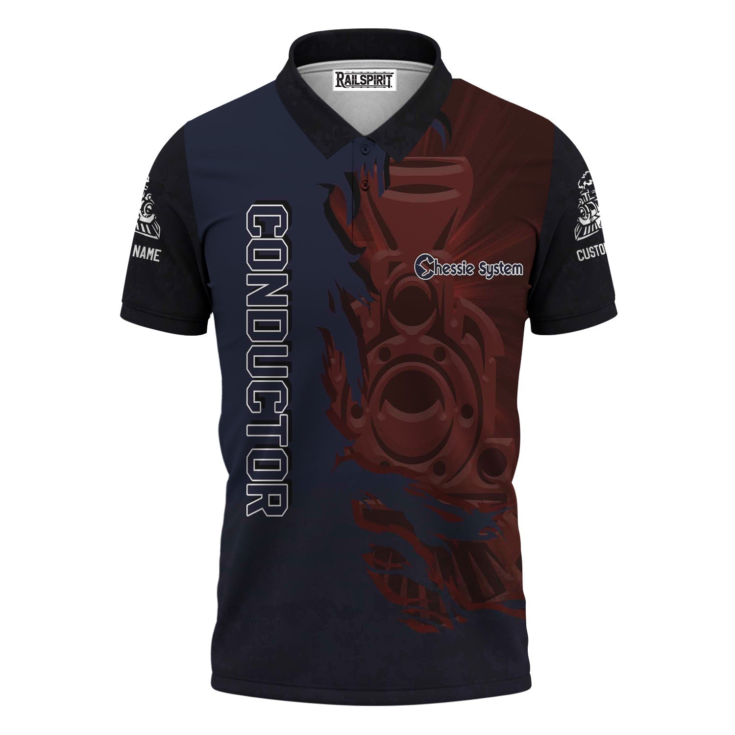 Railspirit Personalized Chessie System Railroad Polo Shirt Blazing Style with Custom Position Train Shirt