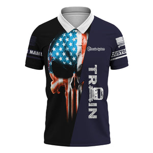 Railspirit Personalized Chessie System Railroad Polo Shirt Train Skull American Flag Shirt All Over Print