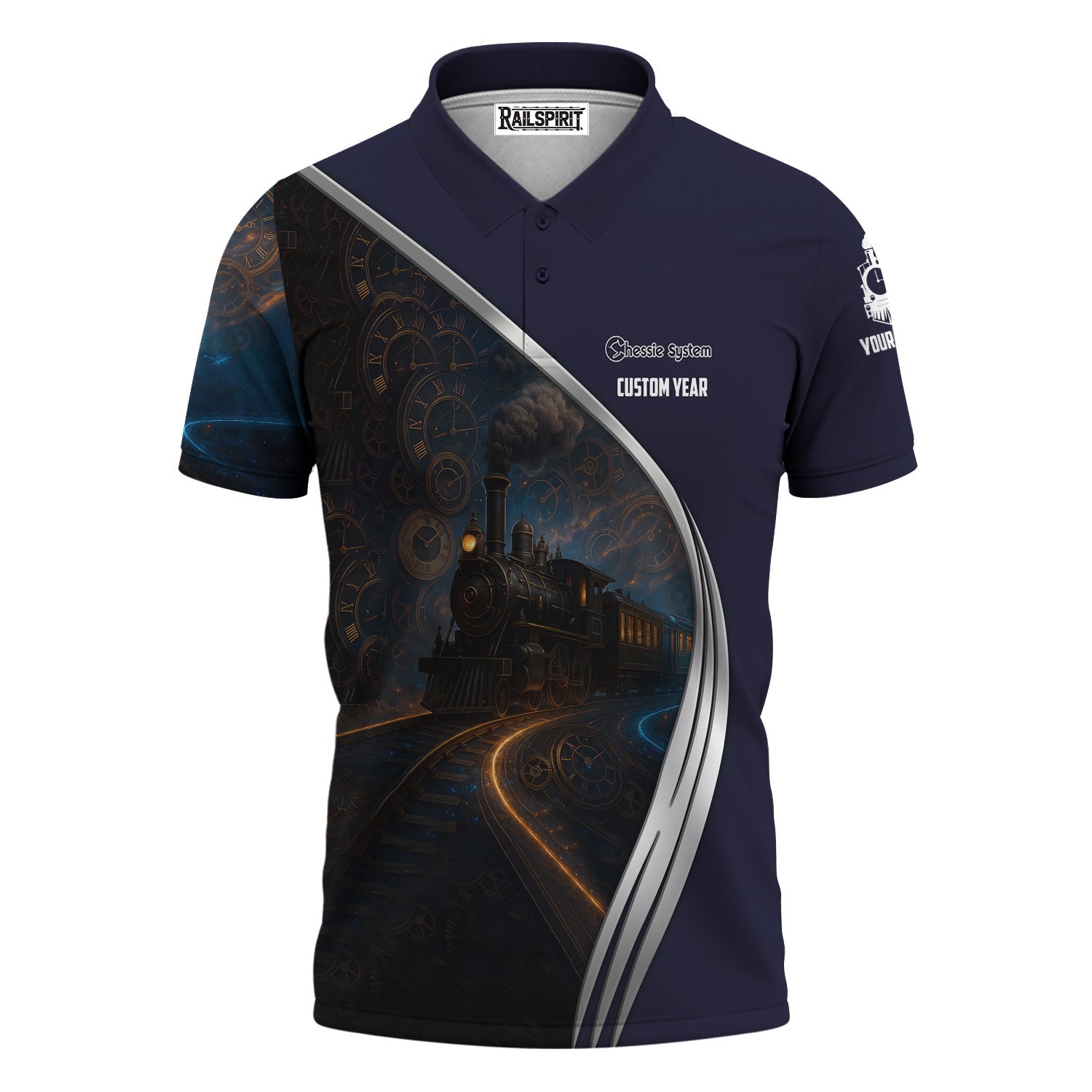 Railspirit Personalized Chessie System Railroad Polo Shirt Steampunk Locomotive with Custom Year Train Shirt