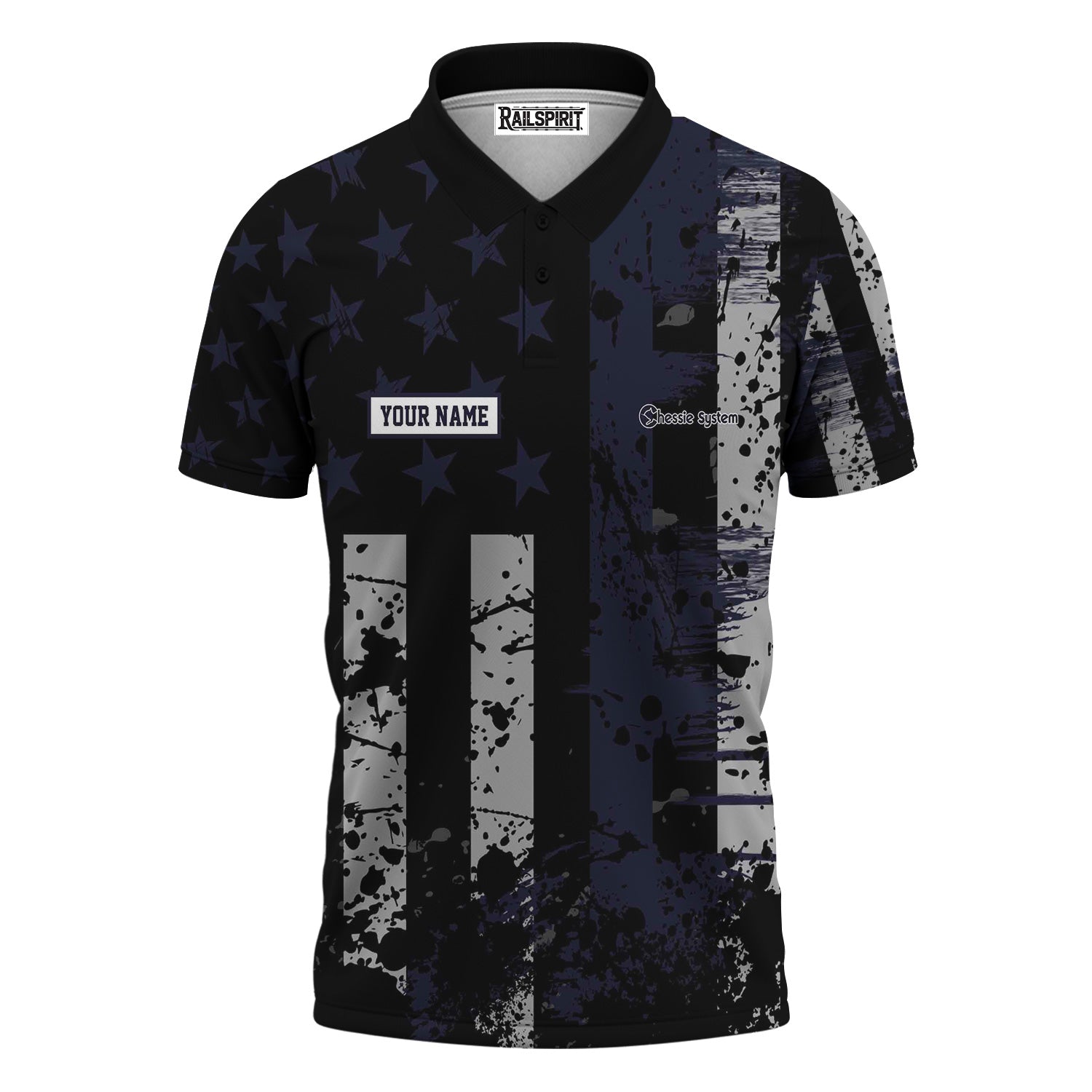 Railspirit Personalized Chessie System Railroad Polo Shirt Artistic Paint American Flag Style Train Shirt