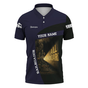 Railspirit Personalized Chessie System Railroad Polo Shirt All Aboard Steam Train Movie Projector Style Shirt